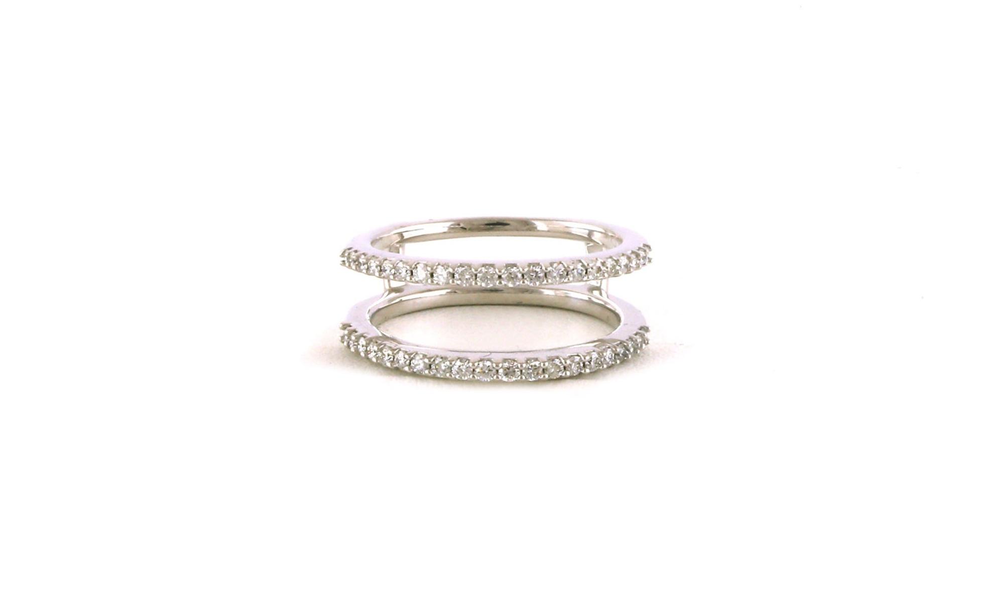 Estate Piece: Straight Double Band Diamond Guard Ring in White Gold (0.50cts TWT)