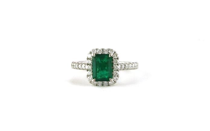 content/products/Estate Piece: Halo-style Emerald-cut Emerald and Diamond Ring in White Gold (1.85cts TWT)