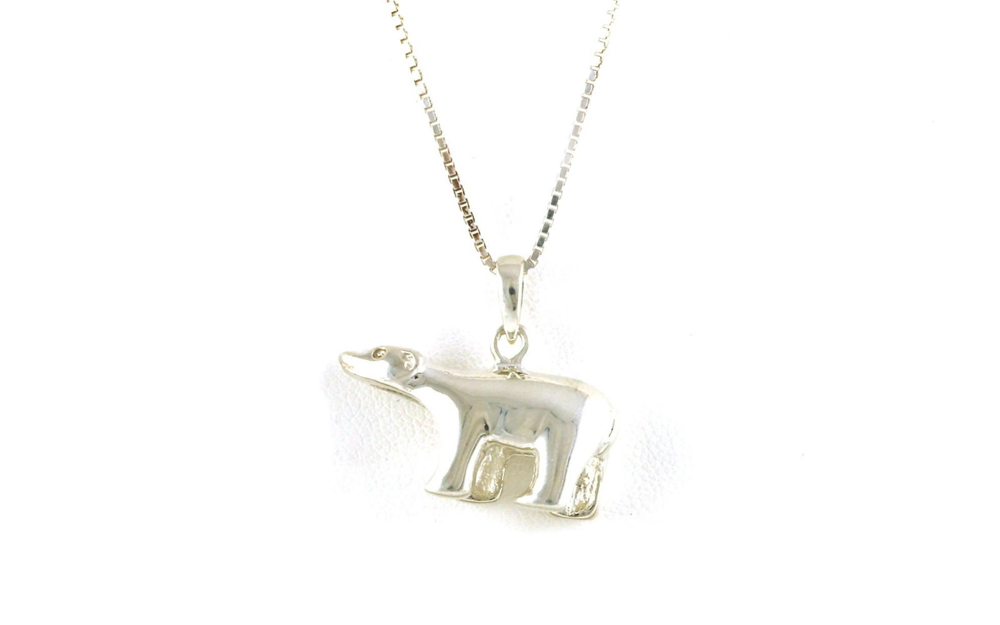 Estate Piece: Bear Necklace on Box Chain in Sterling Silver