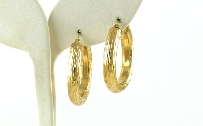 content/products/Estate Piece: Hollow Bark Textured Hoop Earrings in Yellow Gold