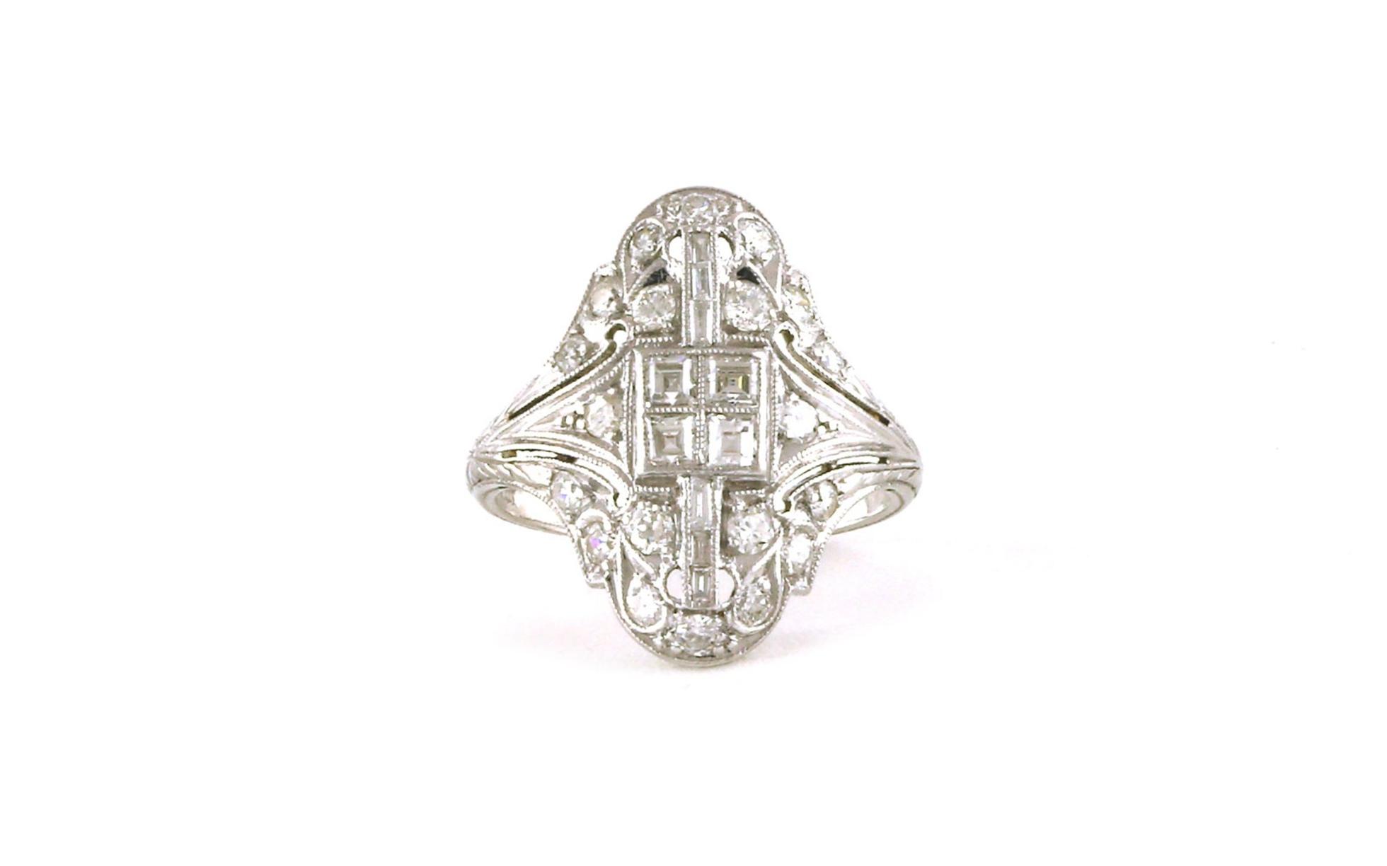 Estate Piece: Art Deco Diamond Cluster Ring in Platinum (0.95cts TWT)