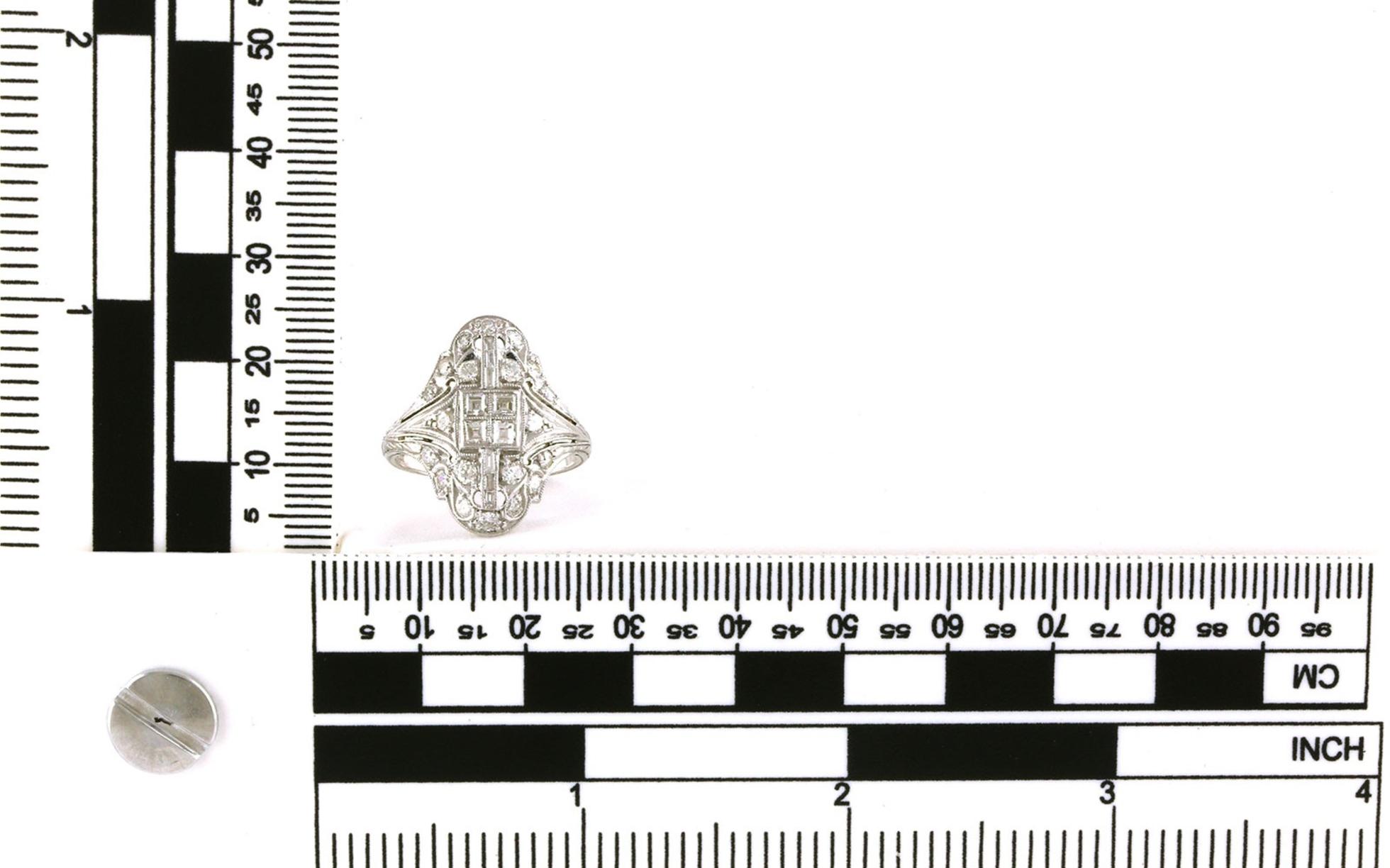 Estate Piece: Art Deco Diamond Cluster Ring in Platinum (0.95cts TWT) scale