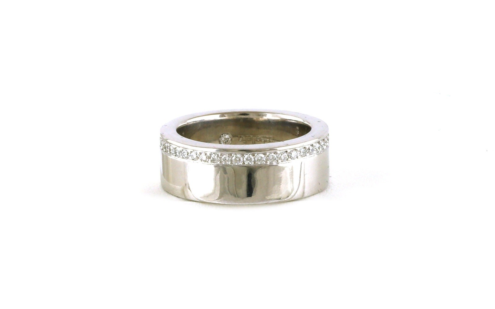 Estate Piece: Wide Channel-set Off Center Isabelle Fa Diamond Wedding Band in White Gold (0.50cts TWT)