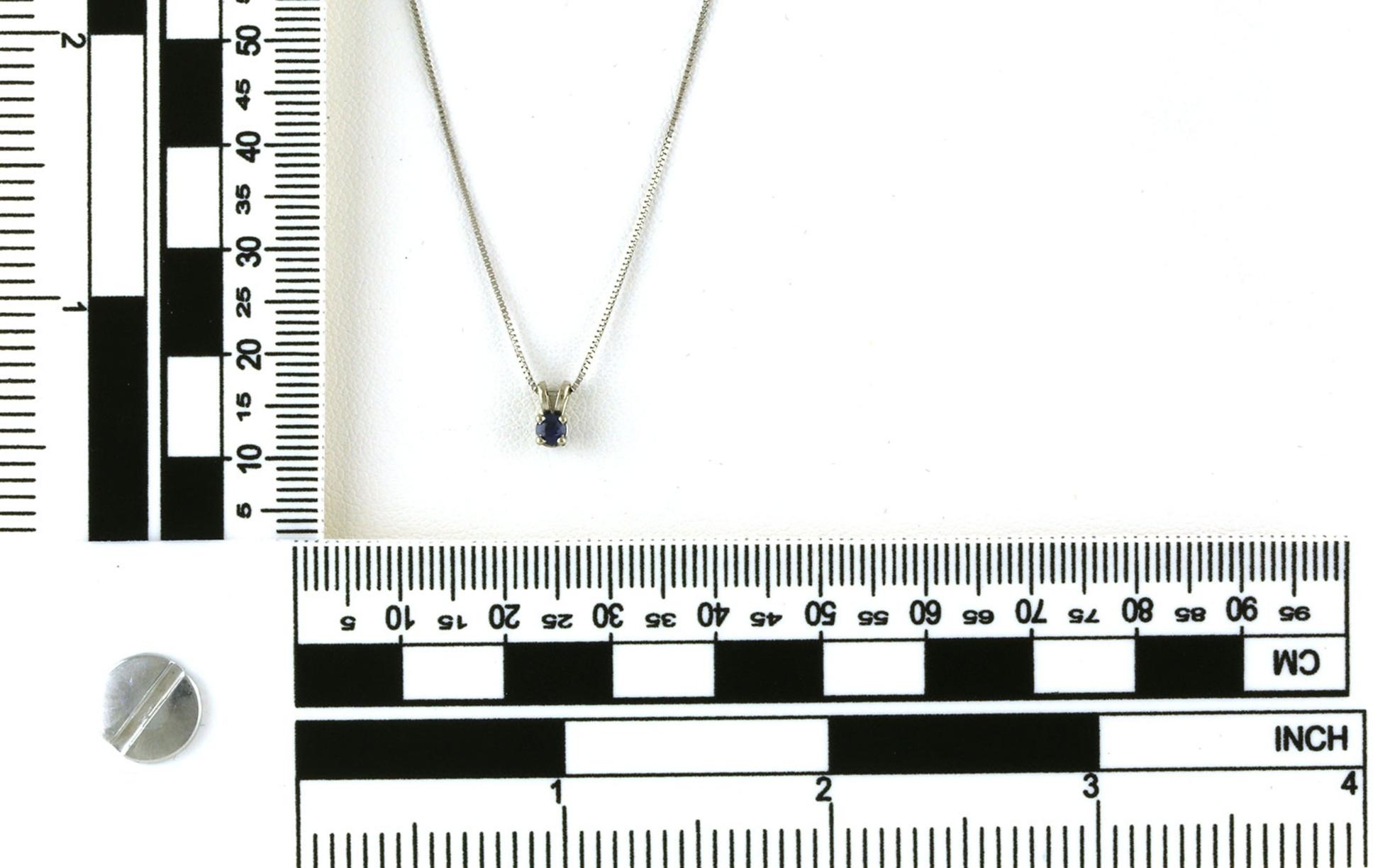 Estate Piece: Solitaire Montana Yogo Sapphire Necklace in White Gold (0.13cts TWT) scale