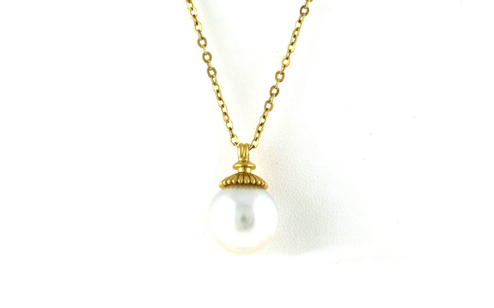 Estate Piece: Solitaire Capped South Sea Pearl Necklace in Yellow Gold