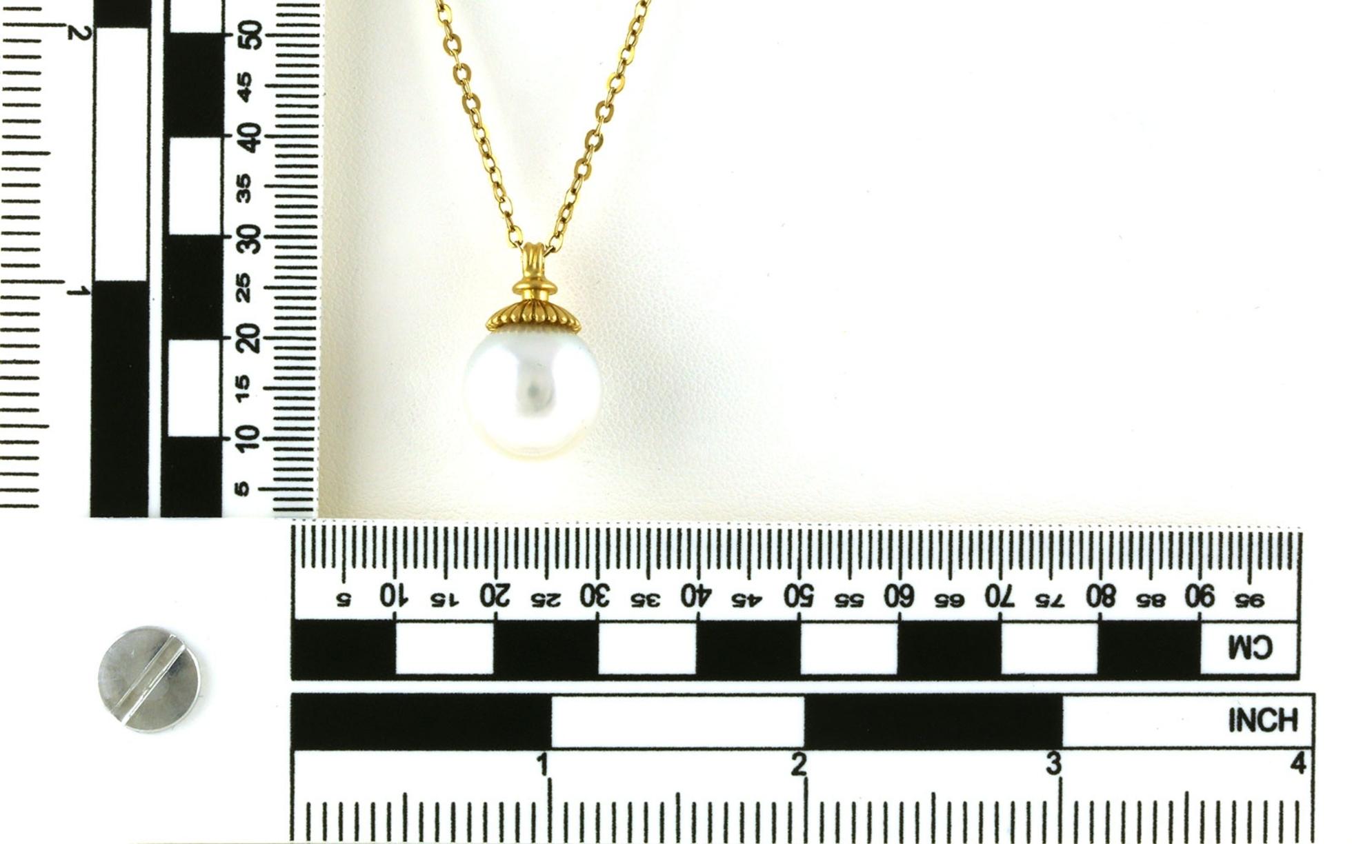 Estate Piece: Solitaire Capped South Sea Pearl Necklace in Yellow Gold scale