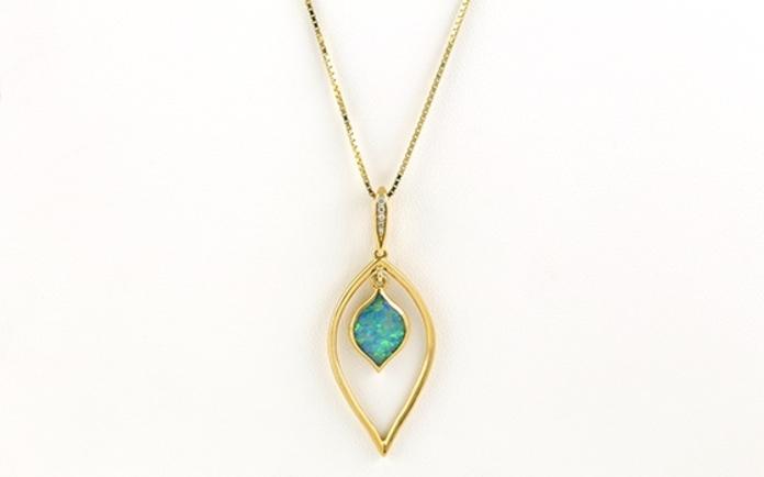 content/products/Bezel-set Double Drop Marquise Shaped Opal Necklace in Yellow Gold