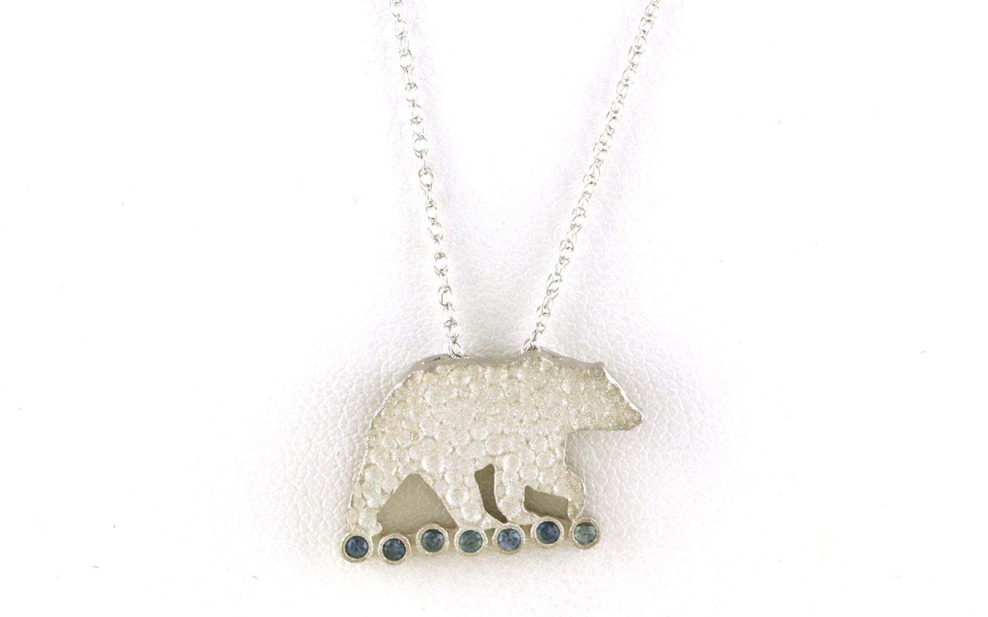 Bear 7-Stone Bezel-set Montana Sapphires Necklace with Hammered Texture in Sterling Silver (0.14cts TWT)