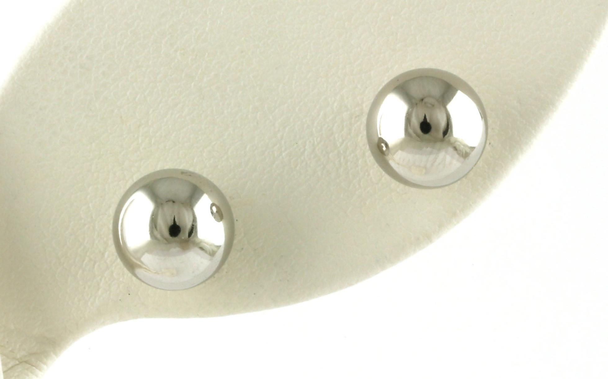 Hollow Ball Stud Earrings in White Gold (8.00 mm)