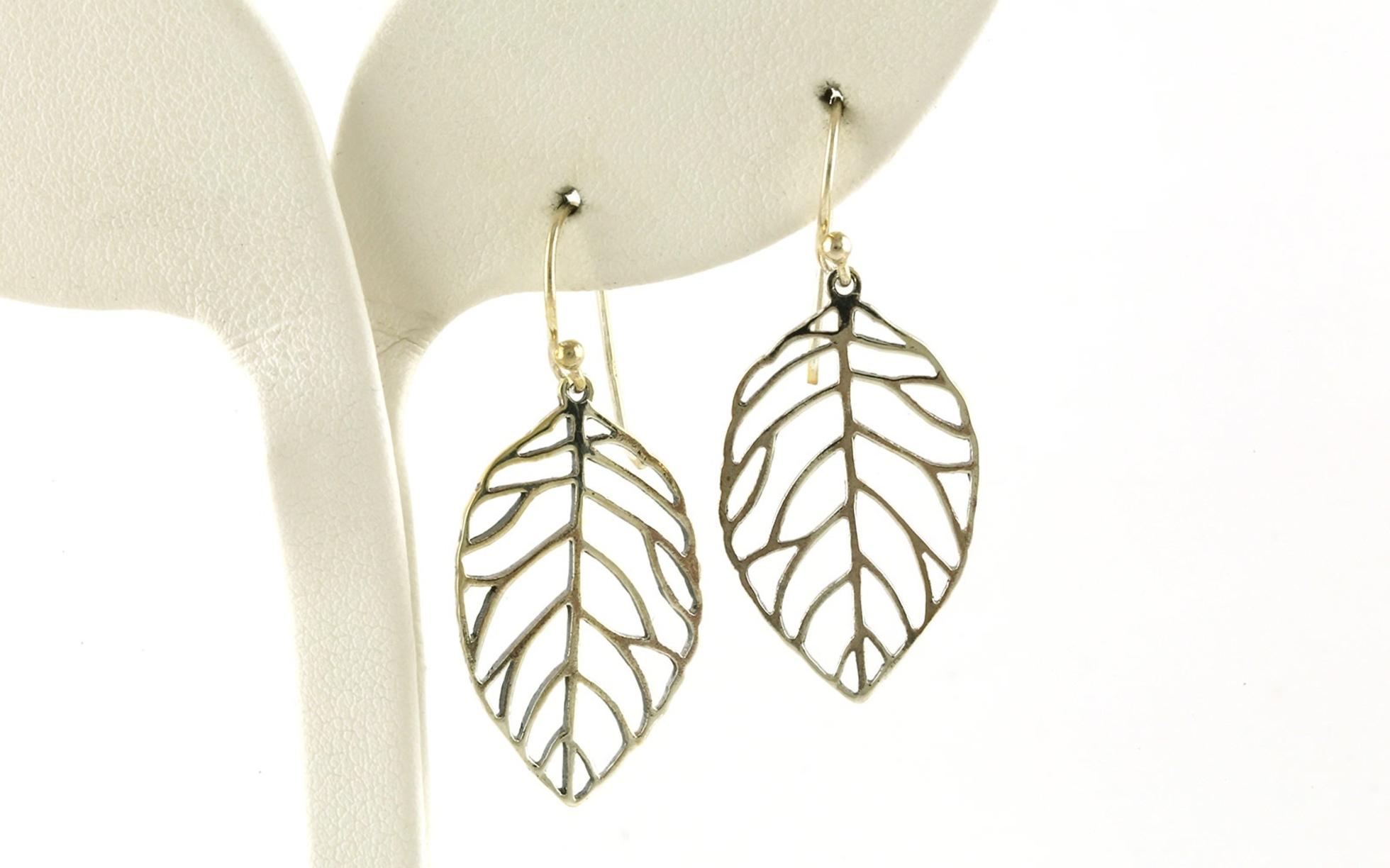 Leaf Dangle Earrings with French Hooks in Sterling Silver