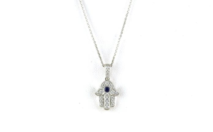 content/products/Hamsa Sapphire and Diamond Necklace in White Gold (0.04cts TWT)