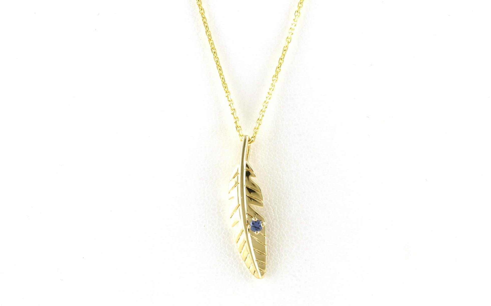 Feather Montana Yogo Sapphire Necklace in Yellow Gold (0.04cts)