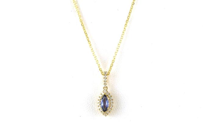content/products/Halo-style Marquise-cut Montana Yogo Sapphire and Diamond Necklace in Yellow Gold (0.32cts TWT)