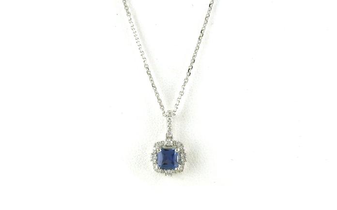 content/products/Cluster Halo-style Princess-cut Montana Yogo Sapphire and Diamond Necklace in White Gold (0.69cts TWT)