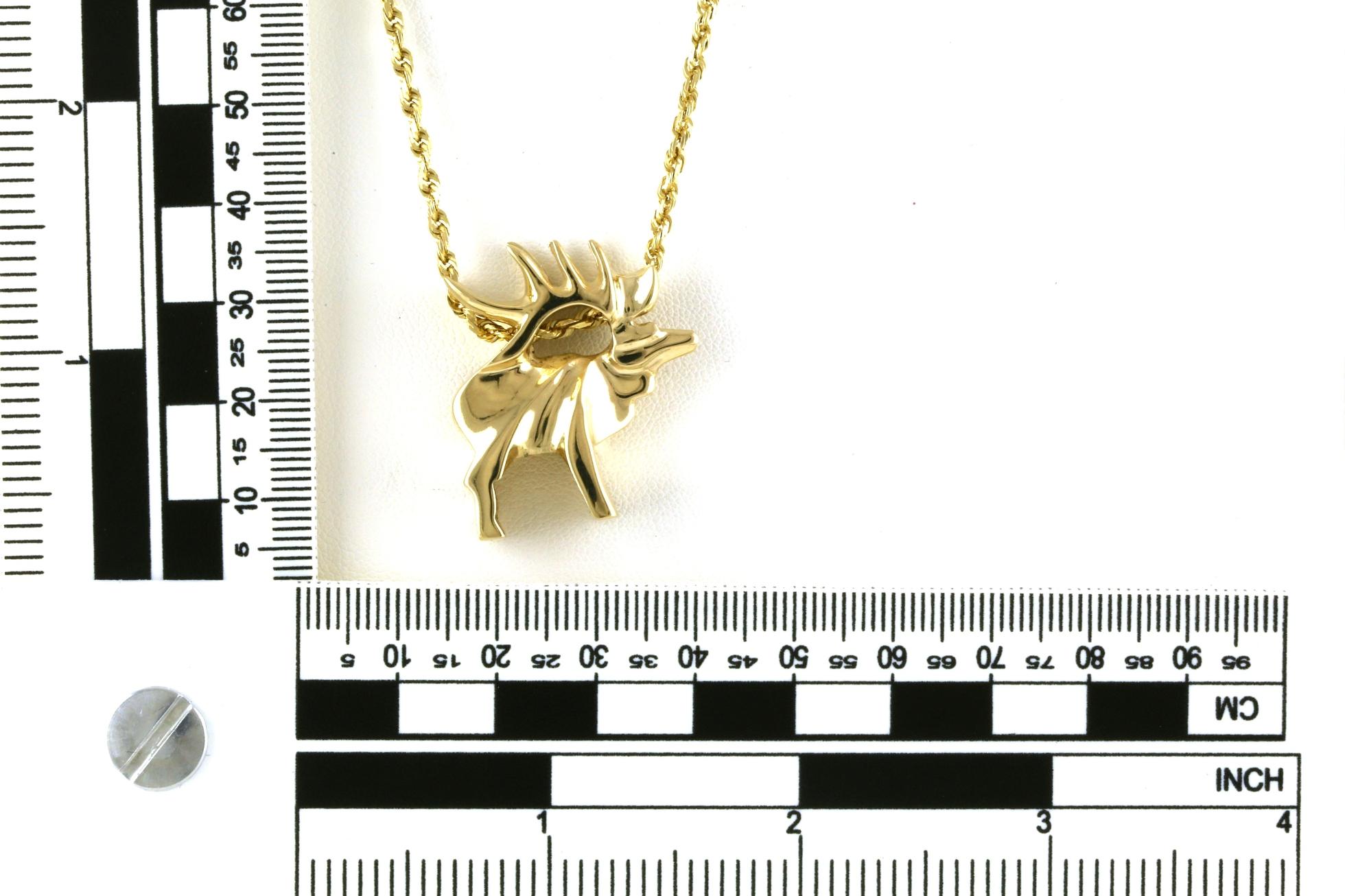 Estate Piece: Elk Pendant or Charm in Yellow Gold scale