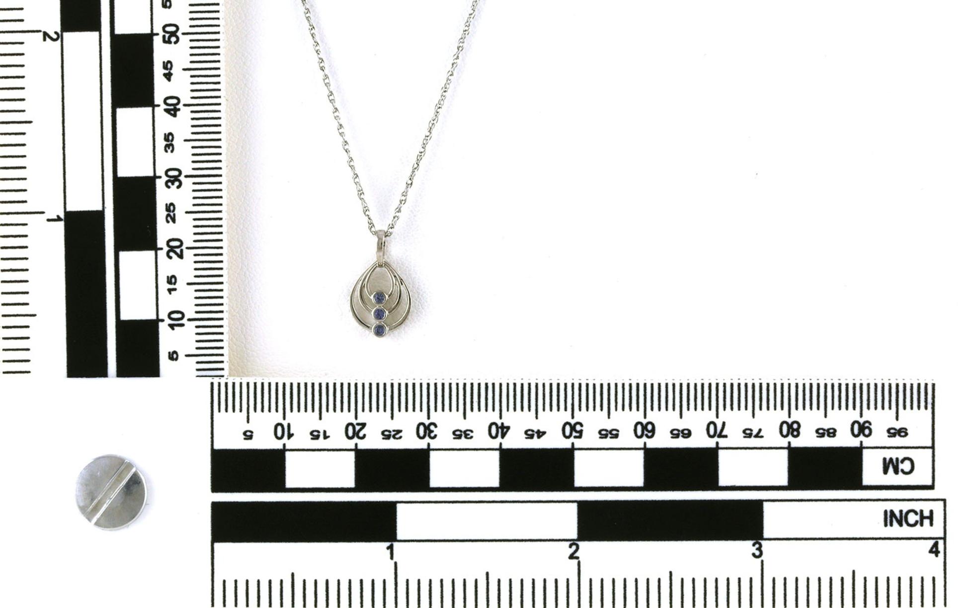 3-Stone Triple Teardrop Montana Yogo Sapphire Necklace in Sterling Silver (0.08cts TWT) scale