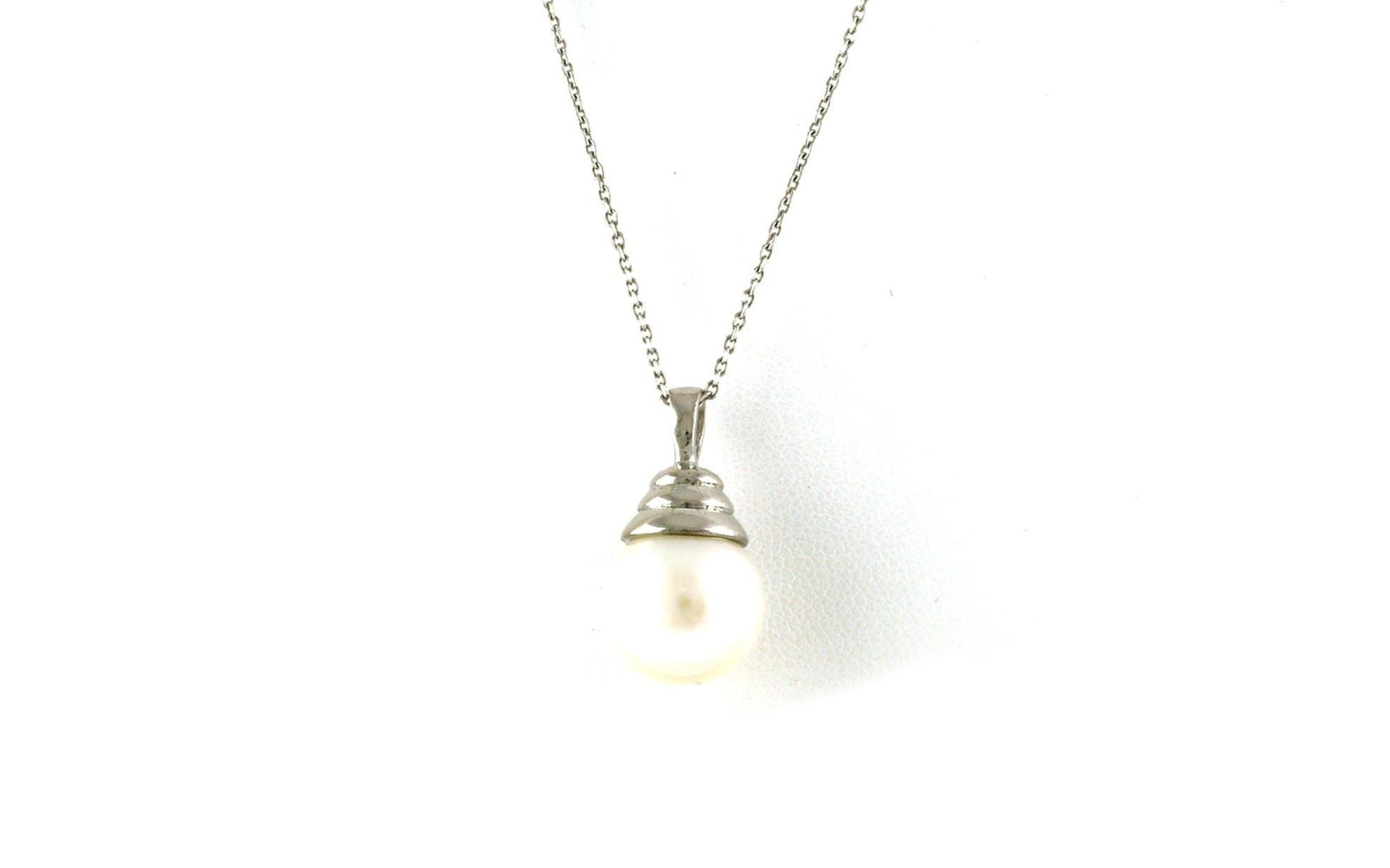 Solitaire Windsor Beehive Pearl Necklace in Sterling Silver