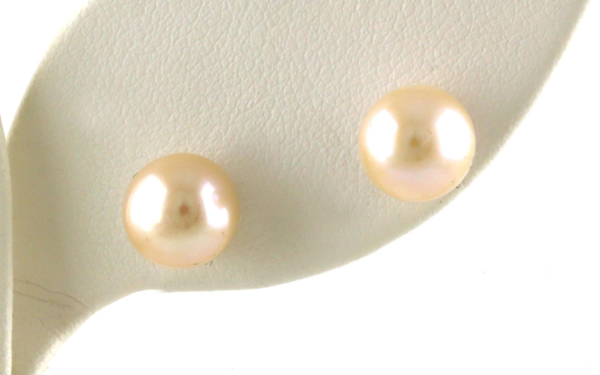 Fresh Water Pearl Stud Earrings in White Gold (8 mm)