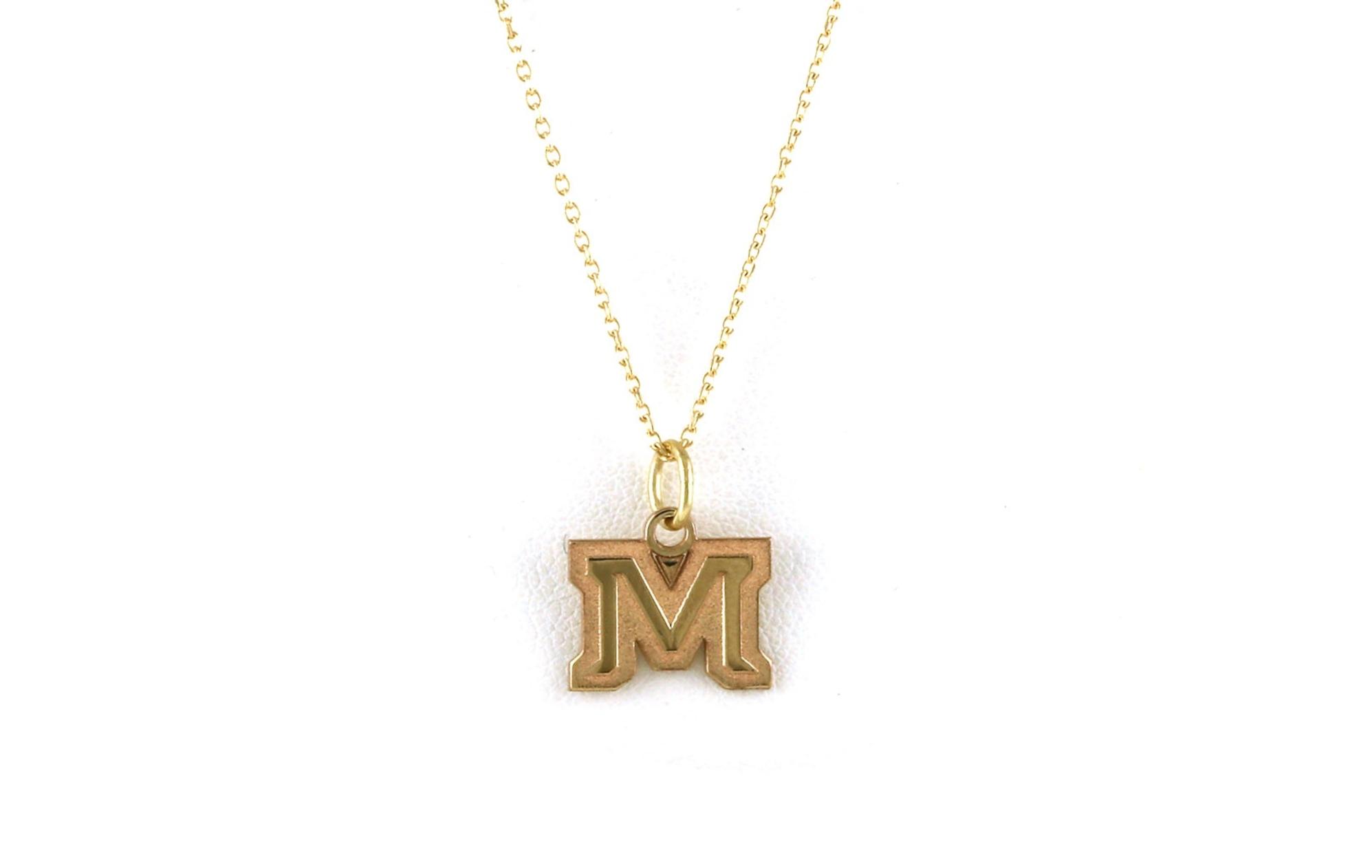 Montana State University M Logo Necklace in Yellow Gold