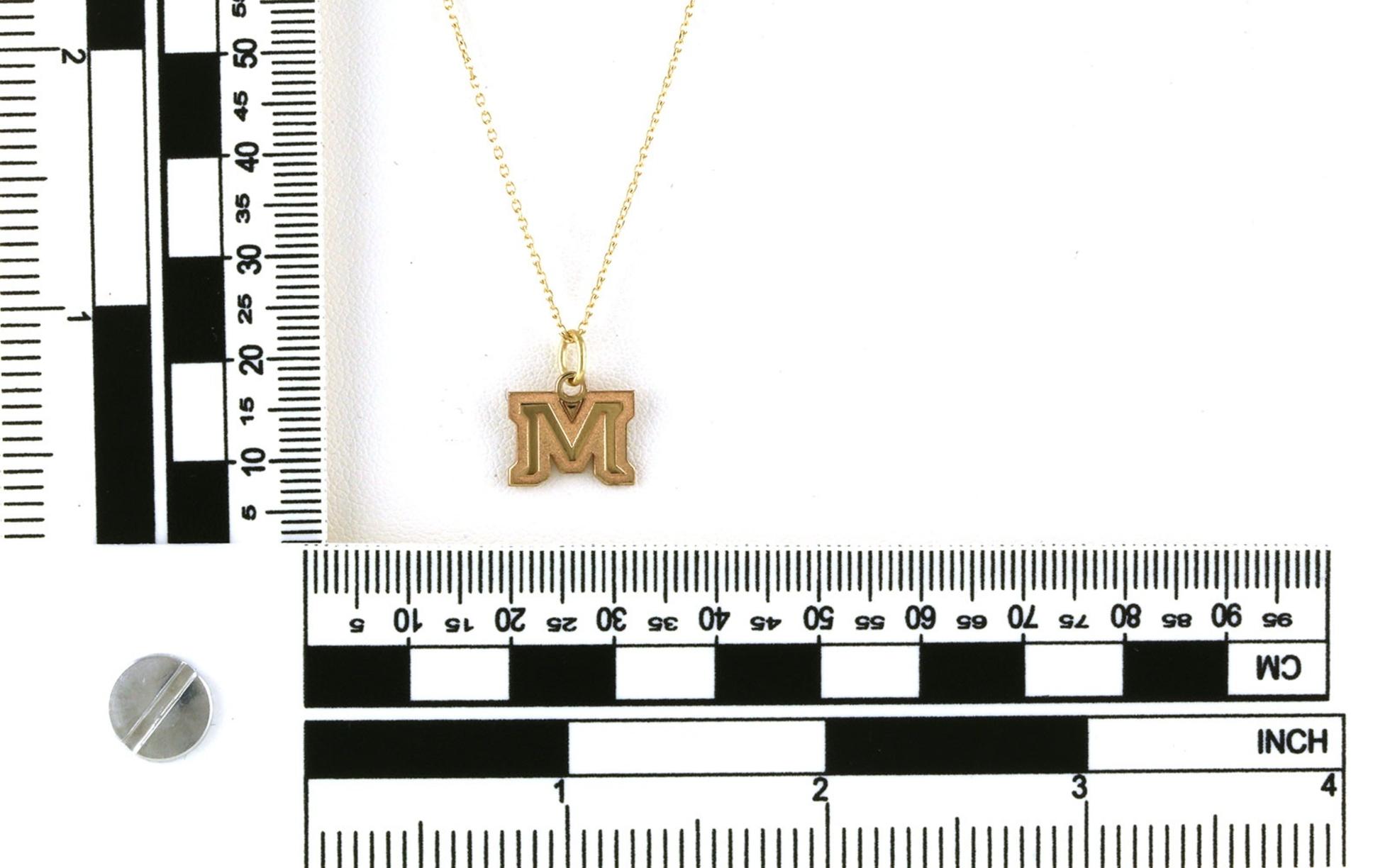 Montana State University M Logo Necklace in Yellow Gold scale