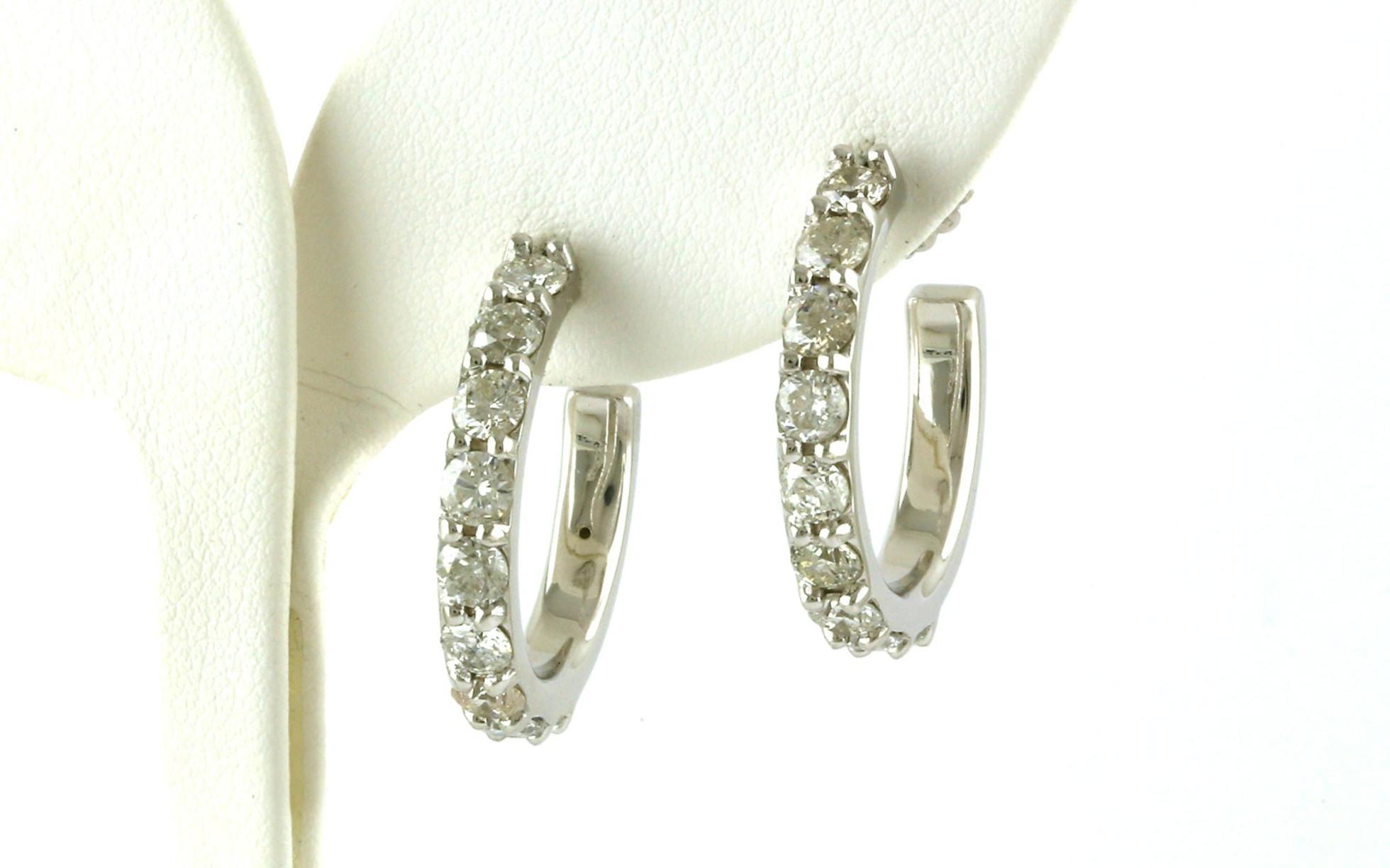 Estate Piece: 3Share-prong Diamond Hoop Earrings in White Gold (3.94cts TWT)