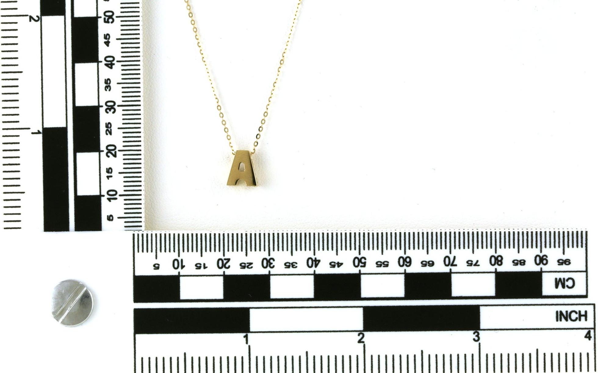 Hollow "A" Initial Necklace in Yellow Gold scale