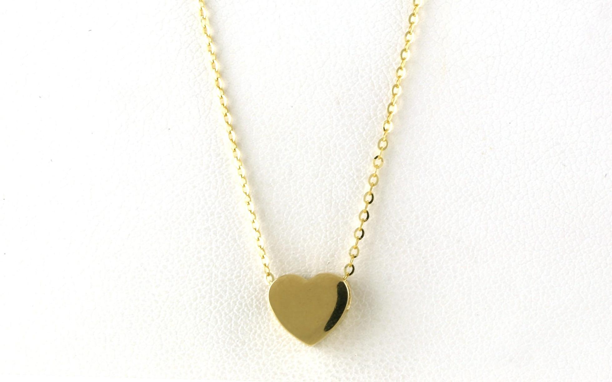 Hollow Heart Necklace on Split Chain in Yellow Gold