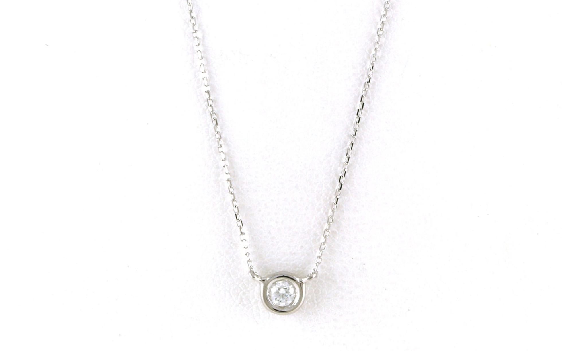 Delicate Bezel-set Solitaire-style Diamond Necklace in White Gold (0.09cts)