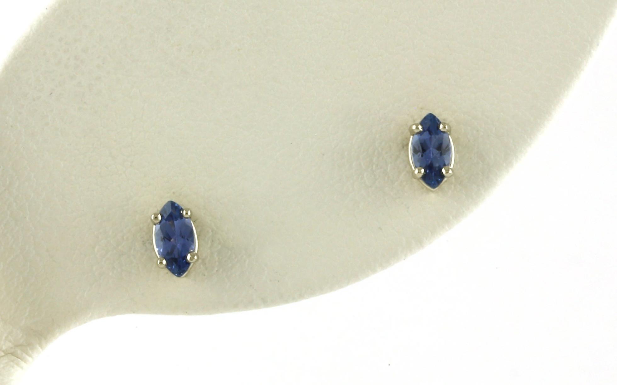 Marquise-cut Montana Yogo Sapphire Stud Earrings in White Gold (0.32cts TWT)