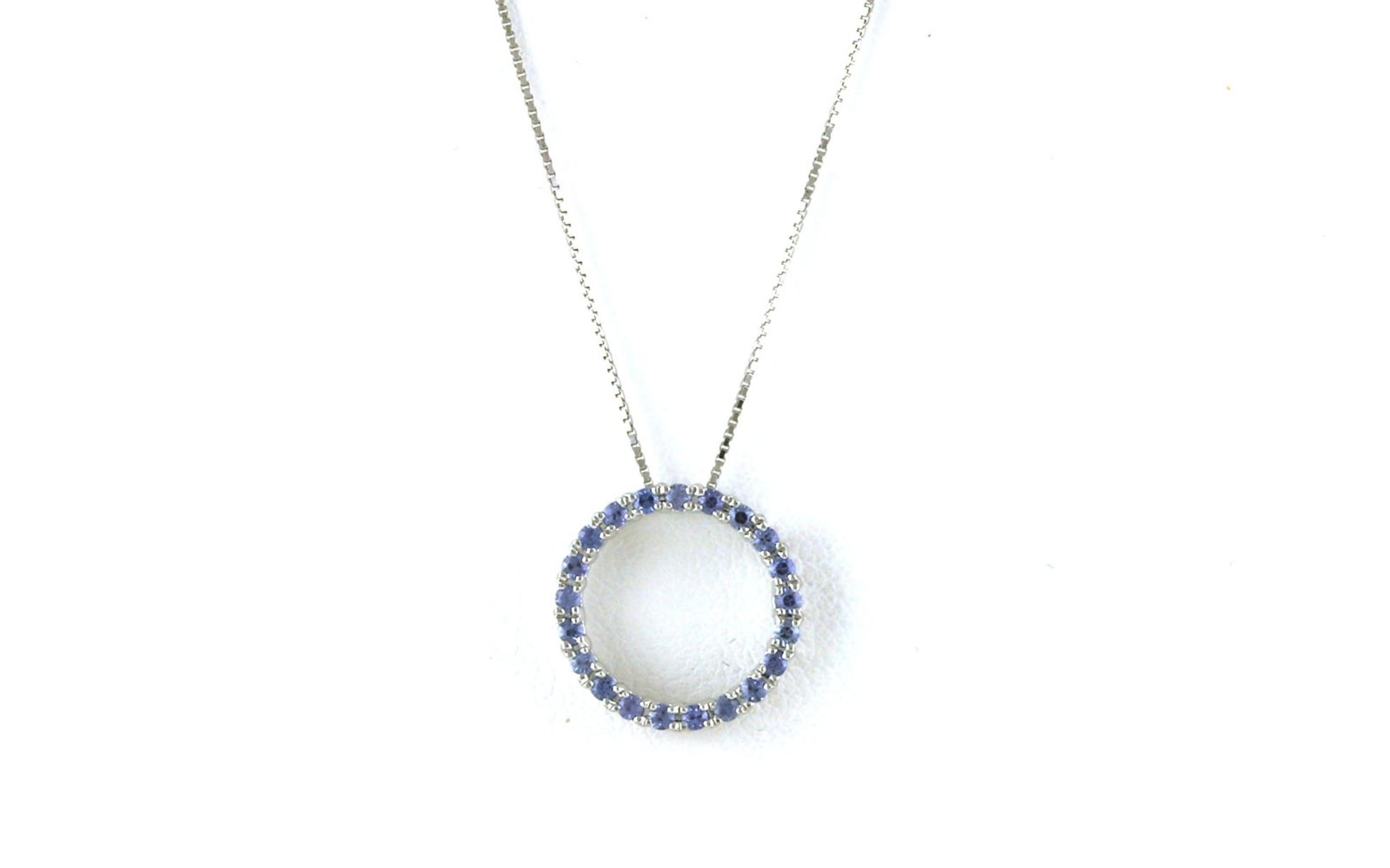 Circle Montana Yogo Sapphire Necklace in White Gold (0.33cts TWT)