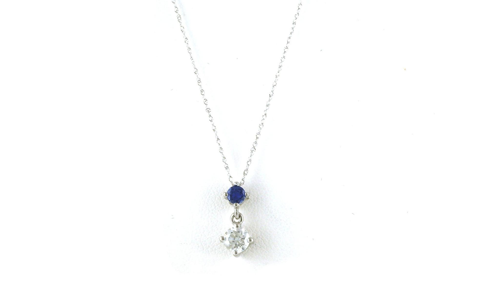 2-Stone Montana Yogo Sapphire and Diamond Necklace in White Gold (0.55cts TWT)