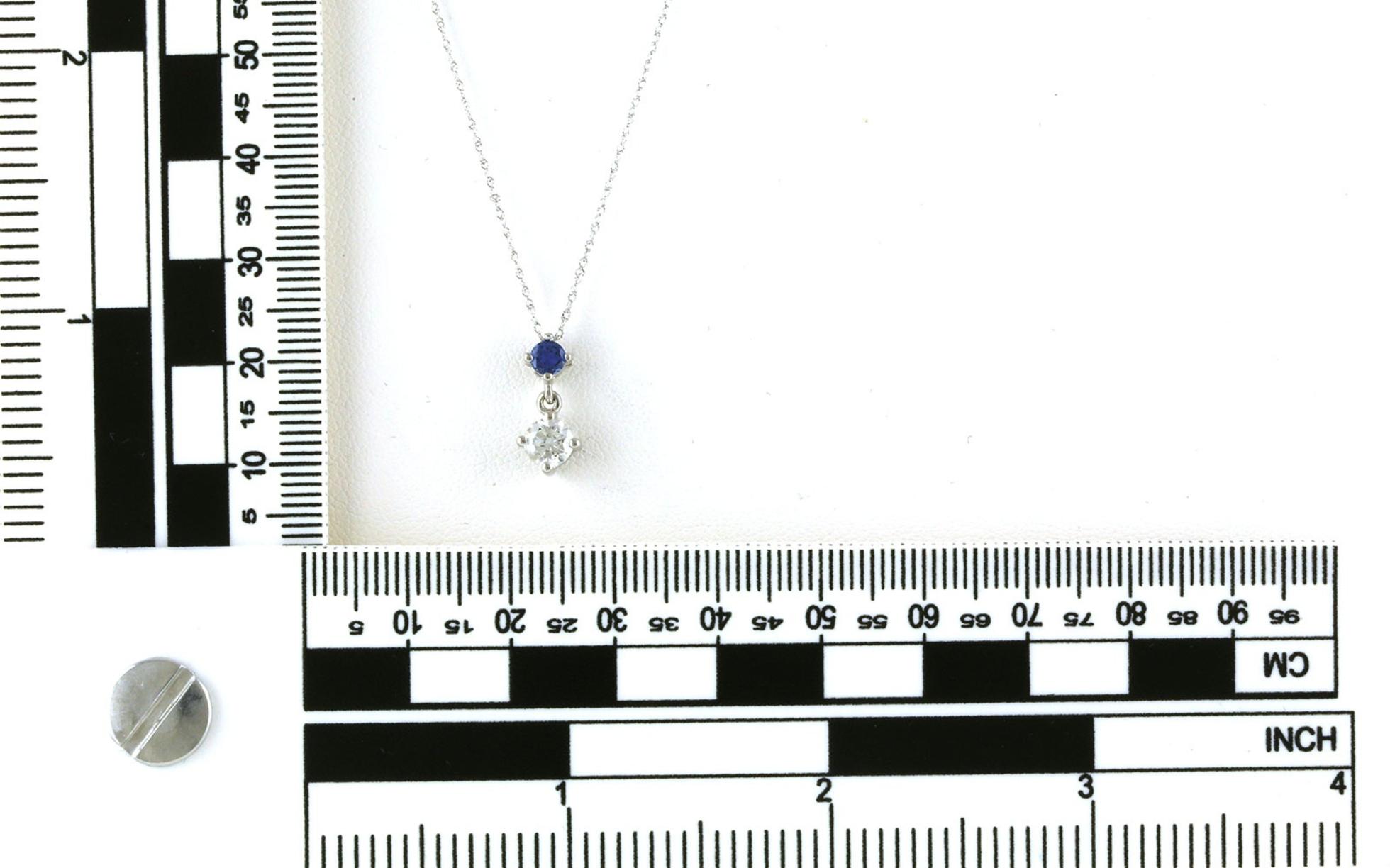 2-Stone Montana Yogo Sapphire and Diamond Necklace in White Gold (0.55cts TWT) scale