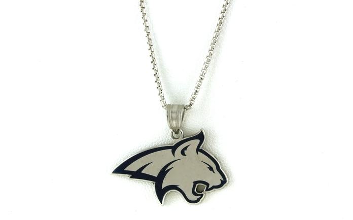 content/products/Large Official Bobcat Pendant/Charm with Navy Blue Enamel in Sterling Silver