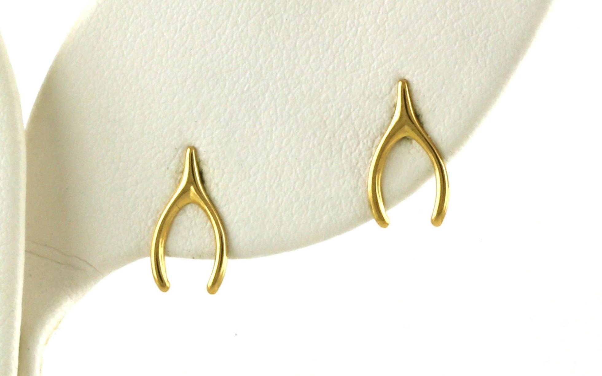 Wishbone Stud Earrings in Yellow Gold