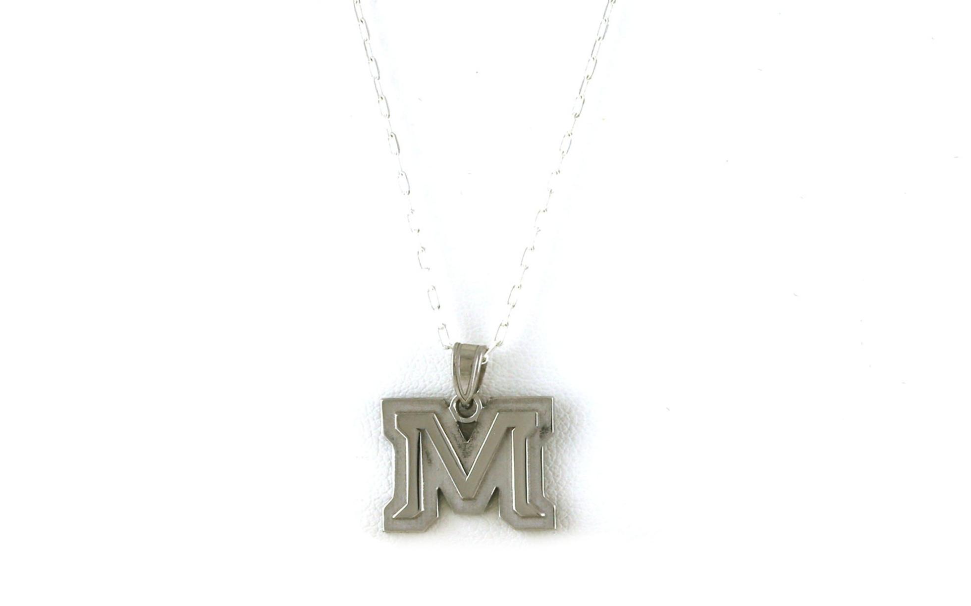 Large Montana State University M Logo Necklace in Sterling Silver