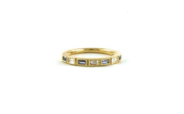 content/products/Alternating Baguette-cut Montana Yogo Sapphire and Diamond Ring with Milgrain Details in Yellow Gold (0.41cts TWT)