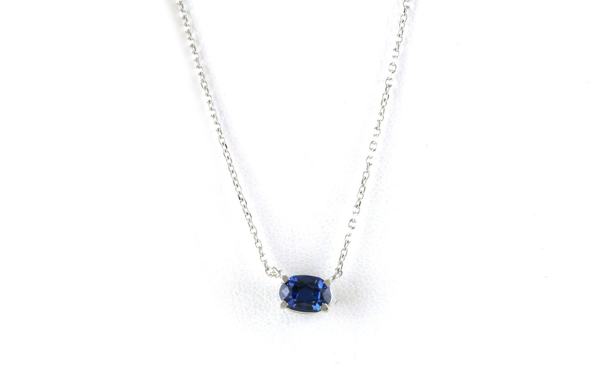Landscape-set Oval Montana Yogo Sapphire Necklace in White Gold (0.70ct)