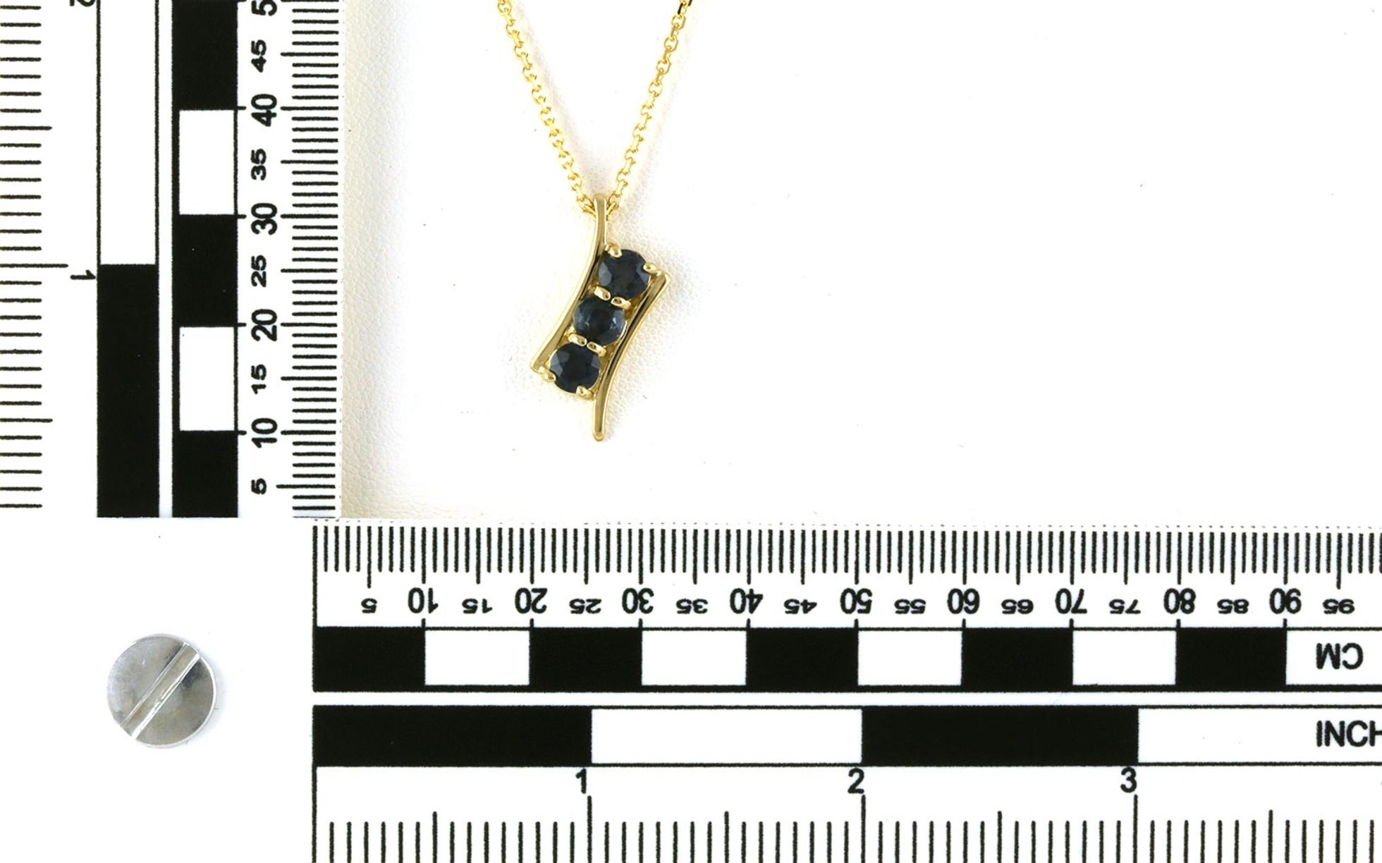 3-Stone Montana Sapphire Bypass-style Necklace in Yellow Gold (1.73cts TWT) Scale