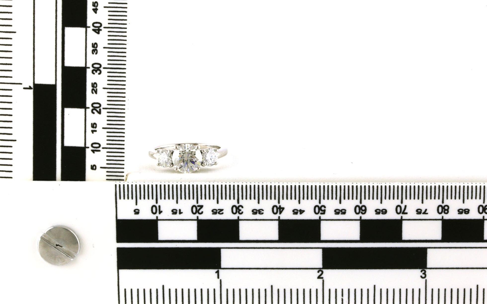 3-Stone Diamond Engagement Ring in Platinum (2.22cts TWT) Scale