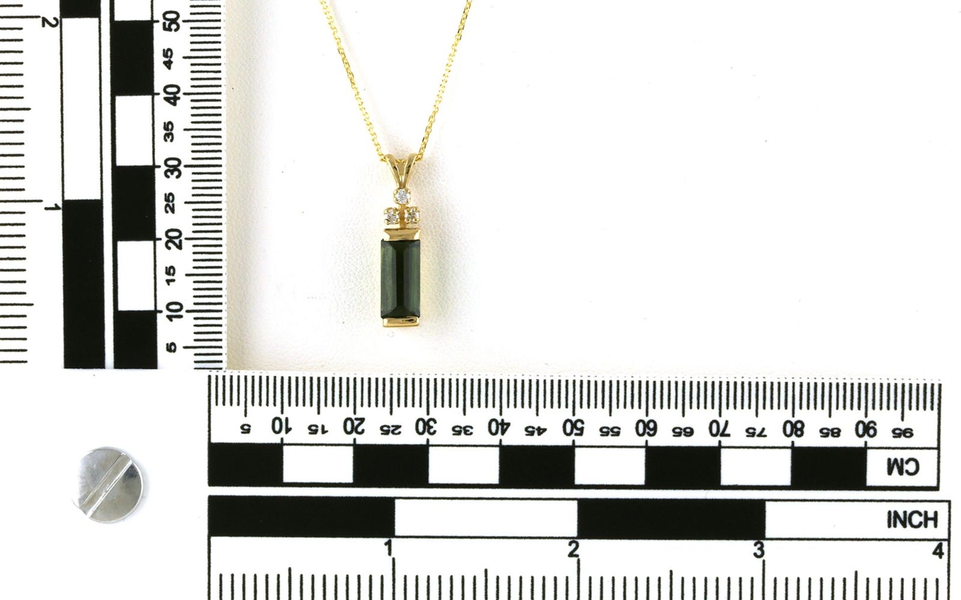 Estate Piece: Cluster Diamond and Tourmaline Bar-set Necklace in Yellow Gold (2.06cts TWT) Scale