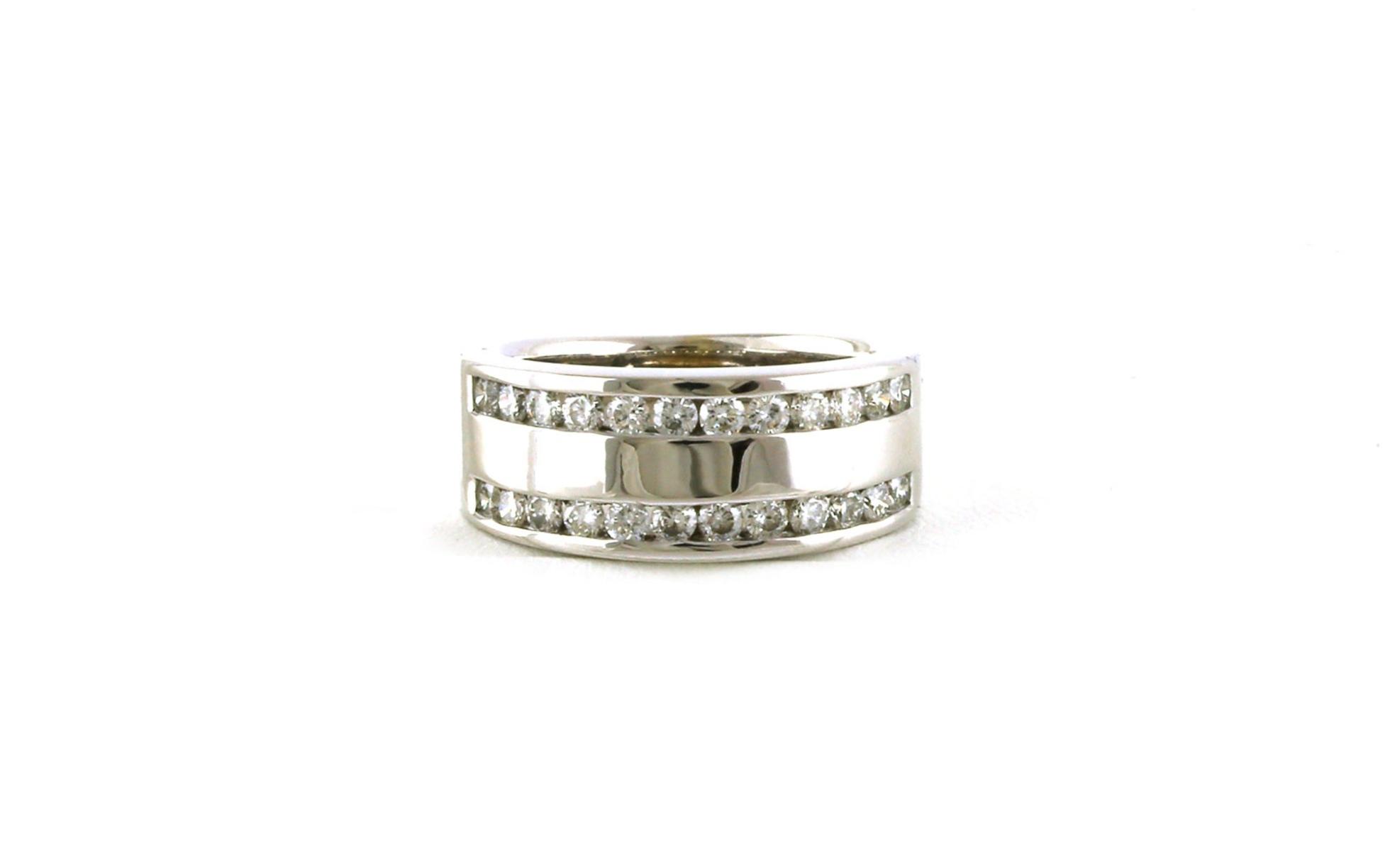 Estate Piece: Wide Two-Row Diamond Channel Band in White Gold (0.50cts TWT)