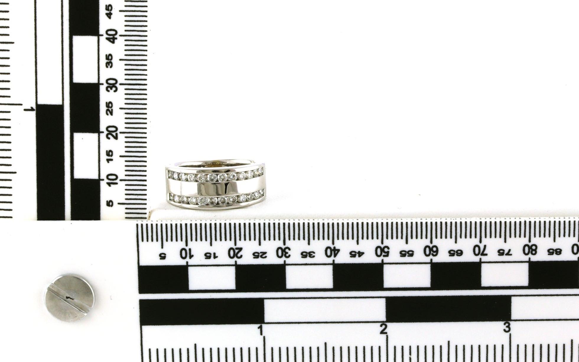 Estate Piece: Wide Two-Row Diamond Channel Band in White Gold (0.50cts TWT) Scale