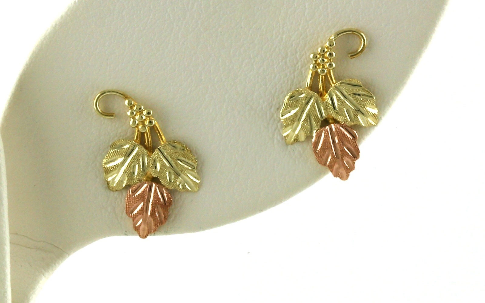 Estate Piece: Leaf Studs in Two-tone 10-karat Black Hills Gold