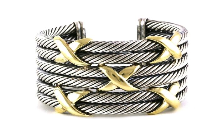 content/products/Estate Piece: David Yurman Two-Tone Sterling Silver and Yellow Gold Rope X-design Bracelet