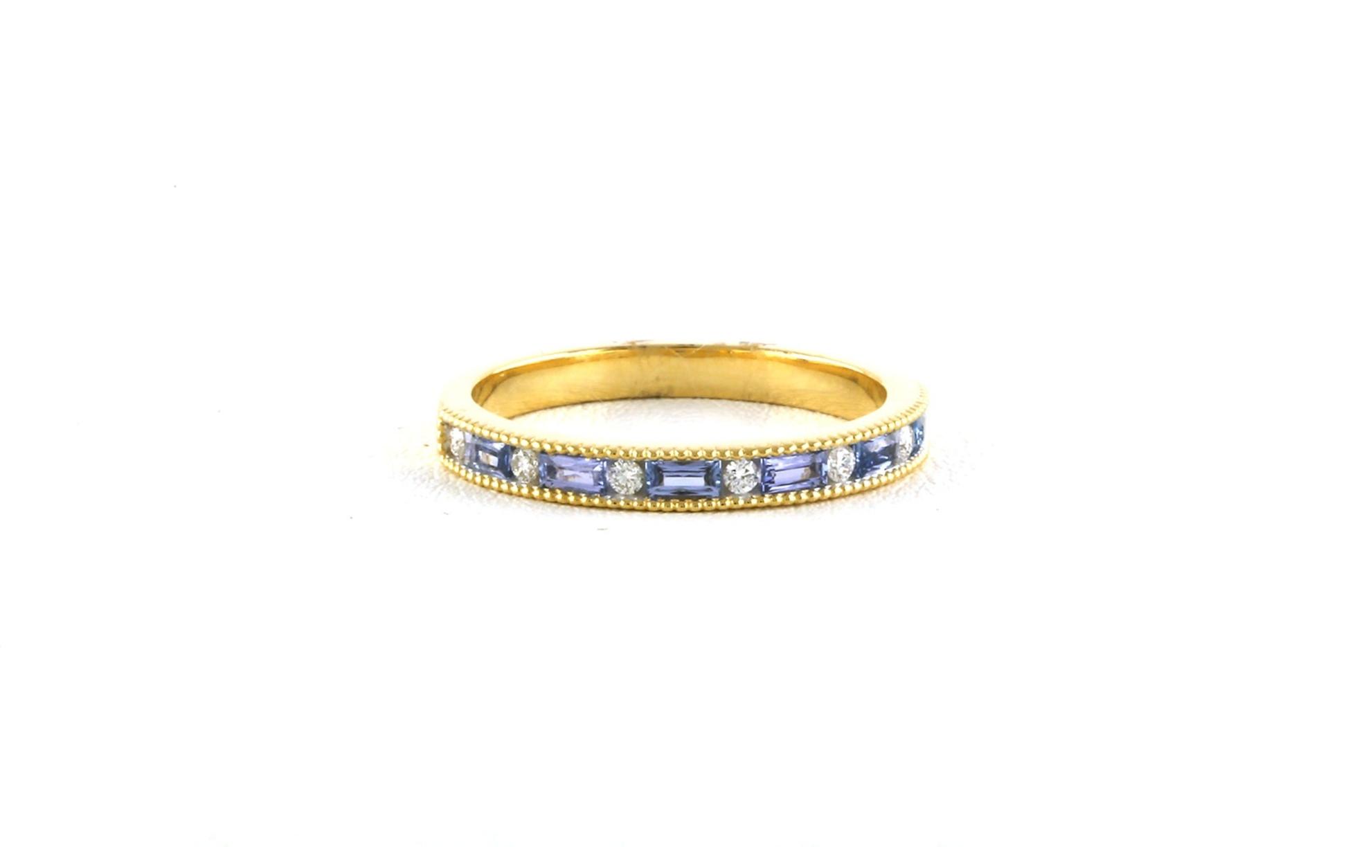 Milgrain Detail Channel Band with Alternating Montana Yogo Sapphires and Diamonds in Yellow Gold (0.43cts TWT)