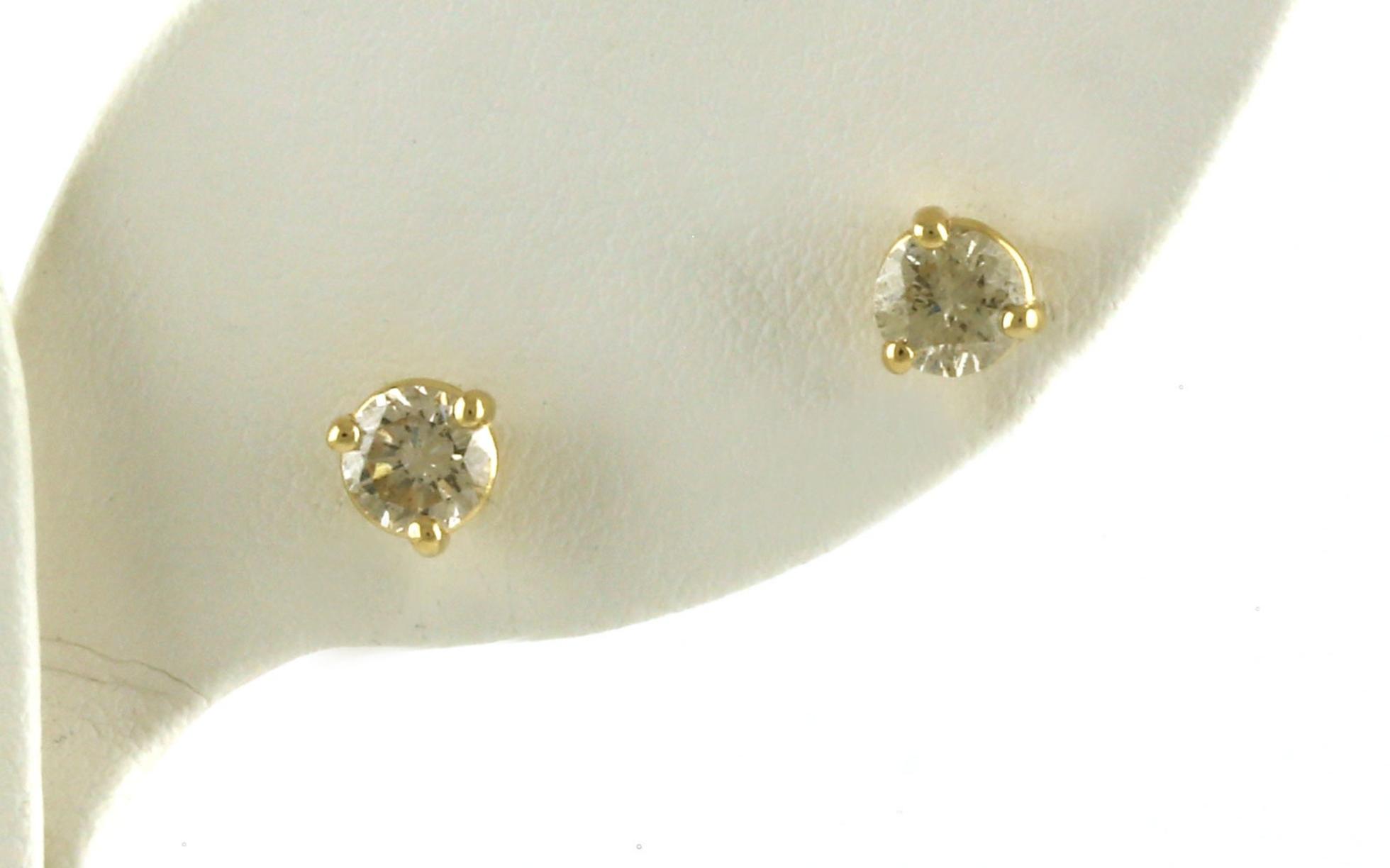 Diamond Stud Earrings in 3-Prong Martini Settings in Yellow Gold (0.86cts TWT)