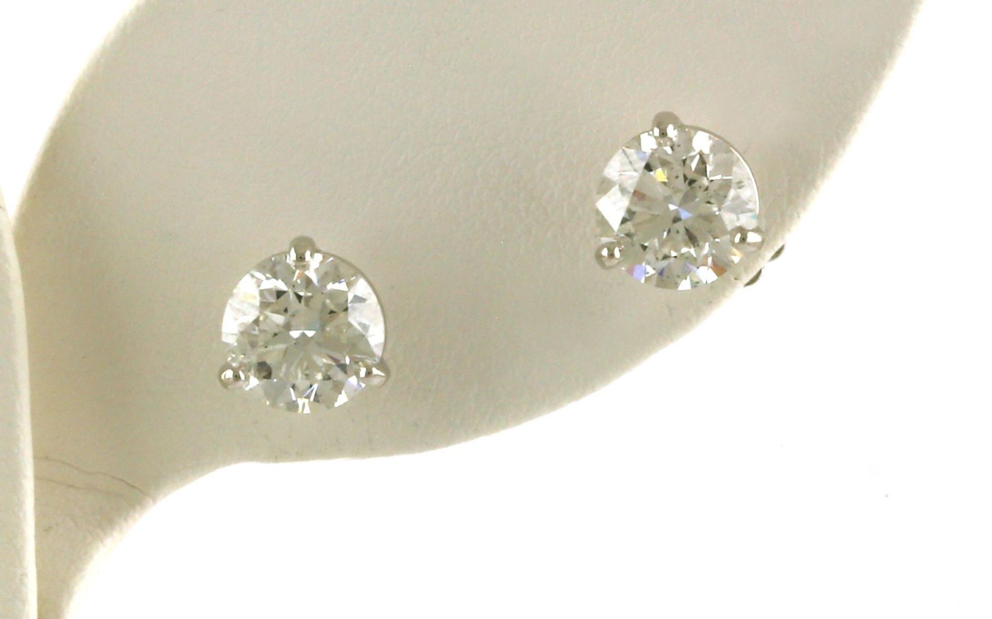 Diamond Stud Earrings in 3-Prong Martini Settings in Yellow Gold (3.00cts TWT)