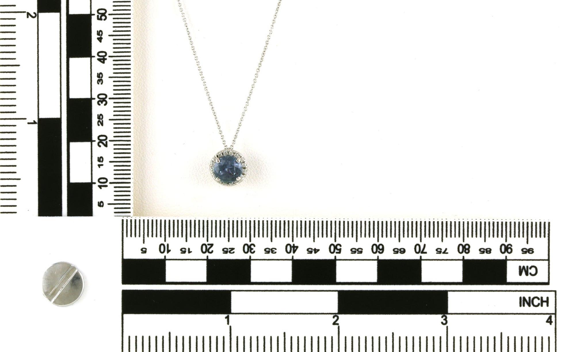 Montana Sapphire Necklace with Diamond Halo in White Gold (1.36cts TWT) scale