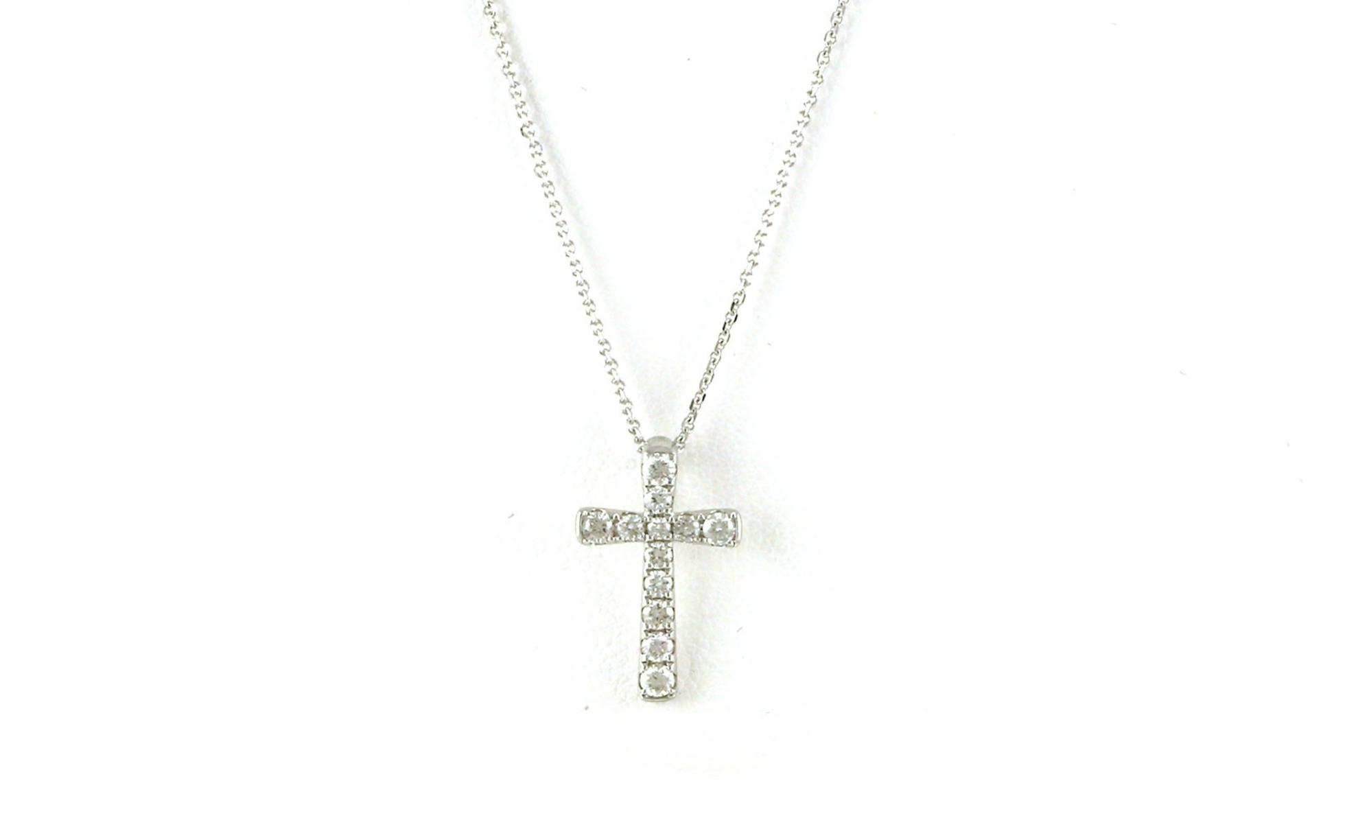 12-Stone Pave Diamond Cross in White Gold (0.25cts TWT)