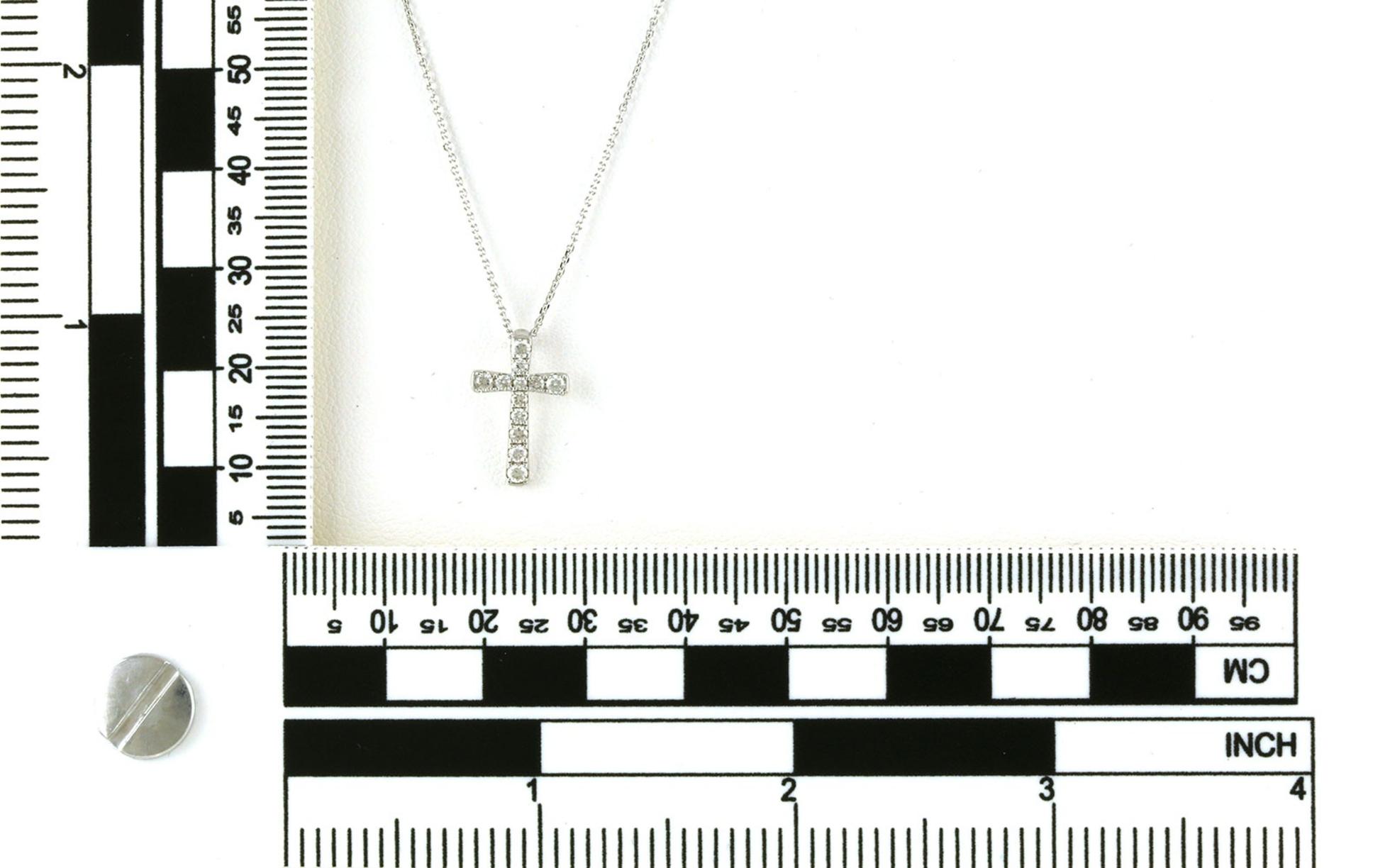 12-Stone Pave Diamond Cross in White Gold (0.25cts TWT) scale